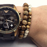 set de 2 bracelets perles marron et blanc