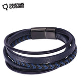 Bracelet homme élégant et vintage en cuir et d'un segment en acier 316 L qui accentue parfaitement le style du bracelet .