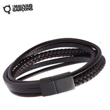 Bracelet homme élégant et vintage en cuir et d'un segment en acier 316 L qui accentue parfaitement le style du bracelet .